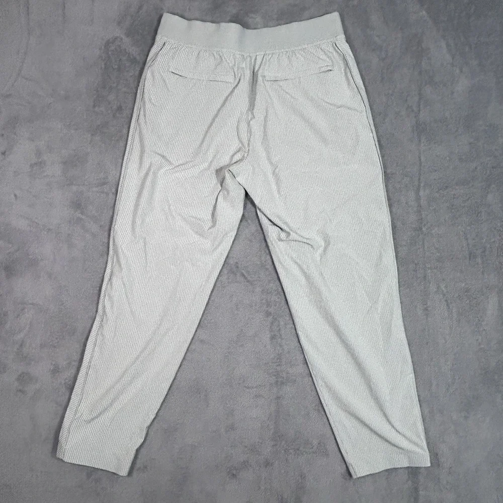 Athleta Womens 8P Striped Pull On Trousers Jogger Pants Gray White Stretch - Picture 6 of 6